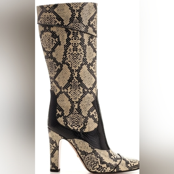 Gucci Baltini Snake-Skin Print Leather Boots 40.5 - Picture 4 of 4
